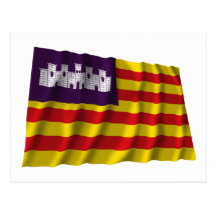 Balearic Islands waving flag Post Cards