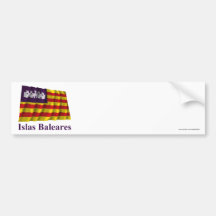 Balearic Islands waving flag with name Bumper Stickers