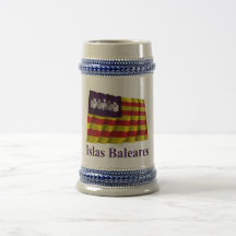 Balearic Islands waving flag with name Mug
