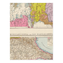 Balkan Peninsula  and Constantinople Map Post Card