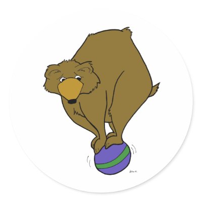Ball Balancing Brown Bear Sticker by Scraptoons