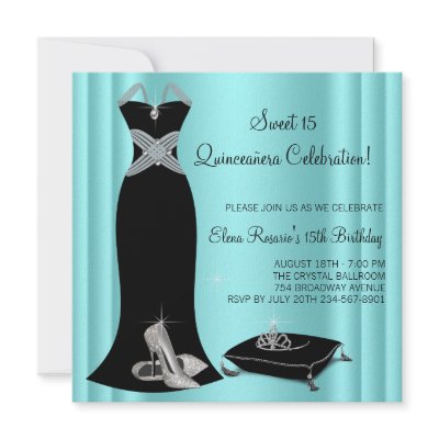 Ball Gown High Heels Tiara Black Teal Quinceanera by Pure_Elegance