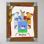 Balla2 family coat of arms on presentation scroll posters