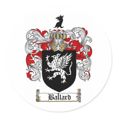 BALLARD FAMILY CREST -  BALLARD COAT OF ARMS ROUND STICKERS by heraldics