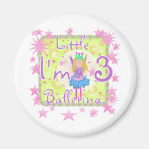Ballerina 3rd Birthday Tshirts and Gifts Fridge Magnet
