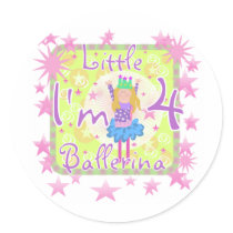 Ballerina 4th Birthday Tshirts and Gifts Round Sticker
