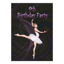 Ballerina 9th Birthday party invitation