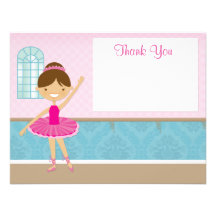 Ballerina Birthday Party Thank You Card Personalised Announcement