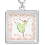Ballerina Birthday Square Necklace