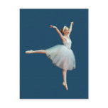 Ballerina Dancing on Blue Postcard