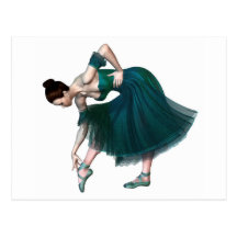 Ballerina in Green Post Card