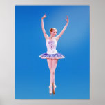 Ballerina on Point in Blue and Purple Poster