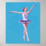 Ballerina on Point  in Blue and Purple Poster