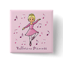 Ballerina Princess Pinback Button