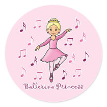 Ballerina Princess Round Stickers