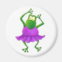 Ballerina Purple Tutu Dancing Frog Refrigerator Magnet