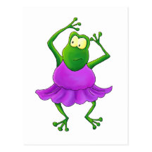 Ballerina Purple Tutu Dancing Frog Postcard