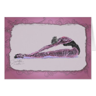 Ballerina Stretching In Pink Greeting Card by cynthiasballetart