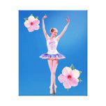 Ballerina  with Pink Hibiscus Wrapped Canvas Stretched Canvas Prints