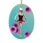 Ballerina with Pink Mums Ornament