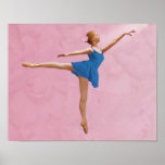 Ballerina with Rose in Arabesque Pose Print