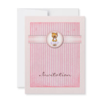 Ballet Bear Vintage Pink Candy Birthday Invitation