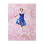 Ballet Dancer on Pink Rose Postcard