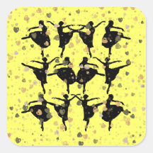 BALLET DANCERS SQUARE STICKERS