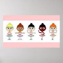 Ballet Positions Poster - Cute Ballerinas