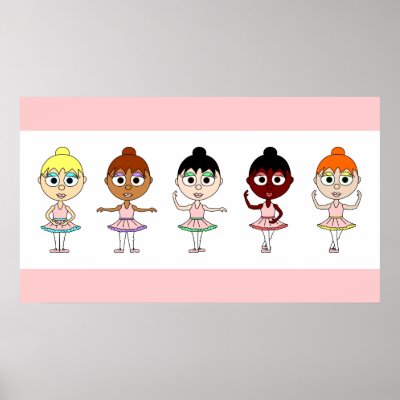 Ballet Positions Poster - Cute Ballerinas by JKLDesigns