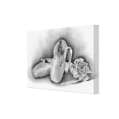 Ballet shoes Wrapped Canvas Canvas Print by katerinaart