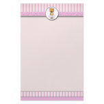 Ballet Teddy Bear Pink Candy Stripe Letterhead A4