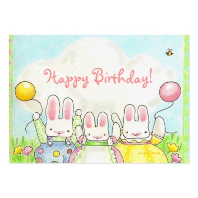 balloon bunnies birthday tag business card template by paintpaintdraw