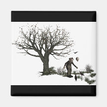 Balloon Clown Old Tree & Black Birds Original Refrigerator Magnets