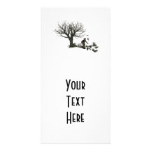 Balloon Clown Old Tree & Black Birds Original Personalized Photo Card