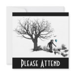 Balloon Clown Old Tree & Black Birds Turquoise Personalized Invite