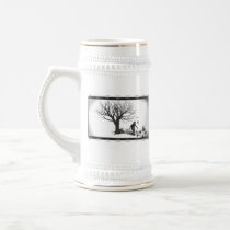 Balloon Clown & Ravens By Creepy Tree - B&W Mugs