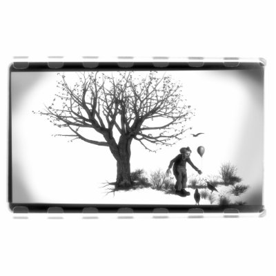 Balloon Clown & Ravens By Creepy Tree - B&W by VoXeeD