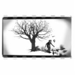 Balloon Clown & Ravens By Creepy Tree - B&W photo sculptures