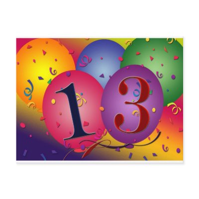 Balloon Decorations for 13th birthday Postcard by perfectpostage