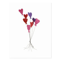 Balloon Hearts Postcard