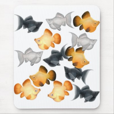 Balloon Mollies Tropical Fish Mousepad by twopurringcats