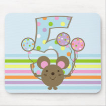 Balloon Mouse Blue 5th Birthday Mousepad