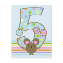 Balloon Mouse Blue 5th Birthday Postcard