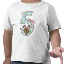 Balloon Mouse Blue 5th Birthday T-Shirt