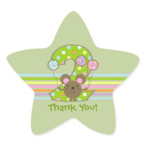 Balloon Mouse Green 2nd Birthday Star Stickers