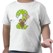 Balloon Mouse Green 2nd Birthday T-Shirt