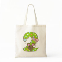 Balloon Mouse Green 2nd Birthday Tote Bag