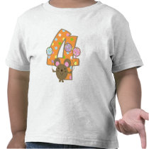 Balloon Mouse Orange 4th Birthday T-Shirt