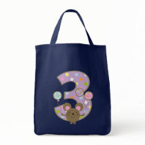 Balloon Mouse Purple 3rd Birthday Tote Bag